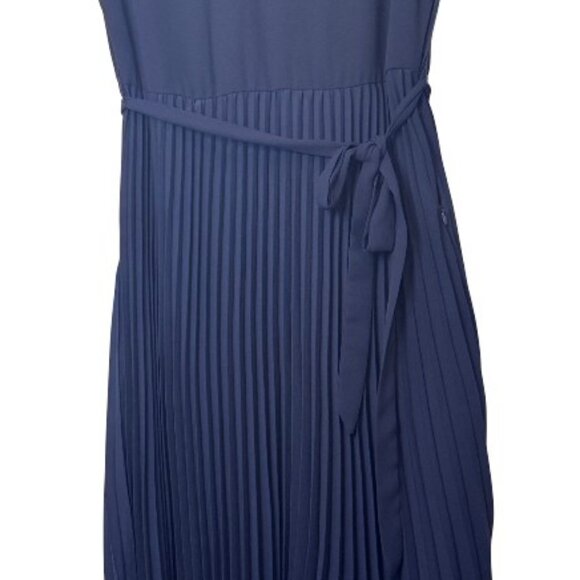 Nannette Nanette Lepore sleeveless pleated midi dress navy blue women's size 8 - Picture 6 of 11